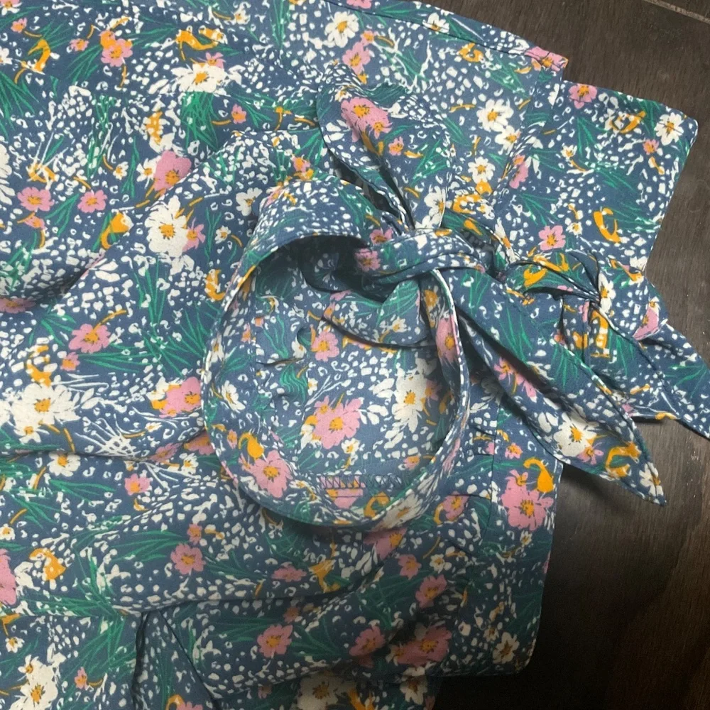 Banana Republic Floral PUFF TIE-SLEEVE BLOUSE NWT